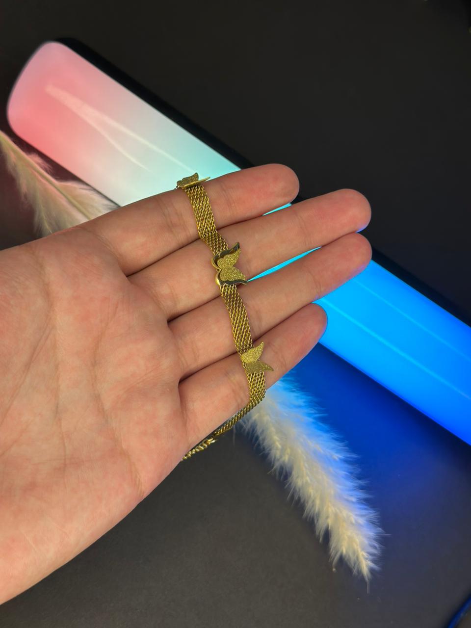 Gold Butterfly Mesh Bracelet